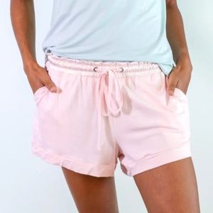 Lightweight Women's Pink Drawstring Sleep Shorts